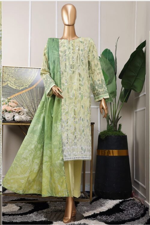 Chikankari embroidery shirt , digital print dupatta / plane trouser