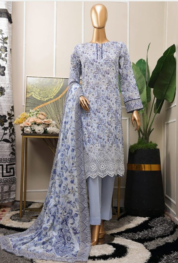 Chikankari embroidery shirt , digital print dupatta / plane trouser