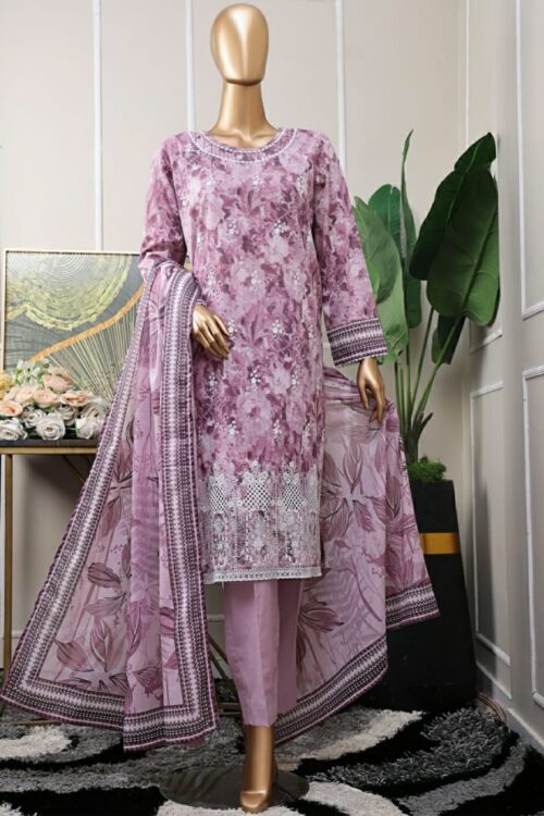 Chikankari embroidery shirt , digital print dupatta / plane trouser