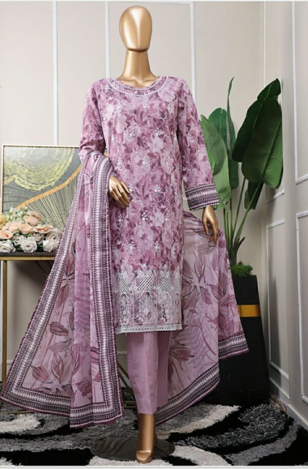 Chikankari embroidery shirt , digital print dupatta / plane trouser