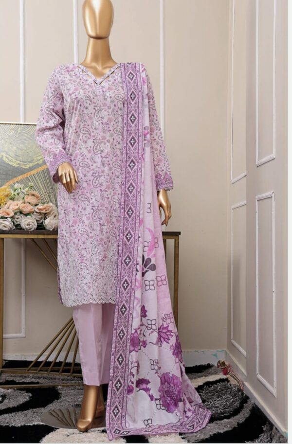 Chikankari embroidery shirt , digital print dupatta / plane trouser