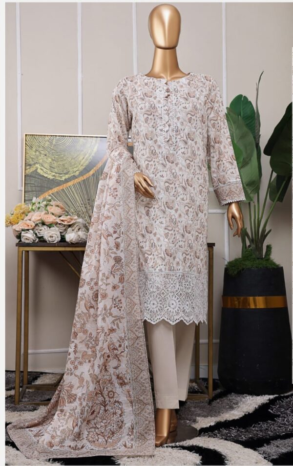 Chikankari embroidery shirt , digital print dupatta / plane trouser
