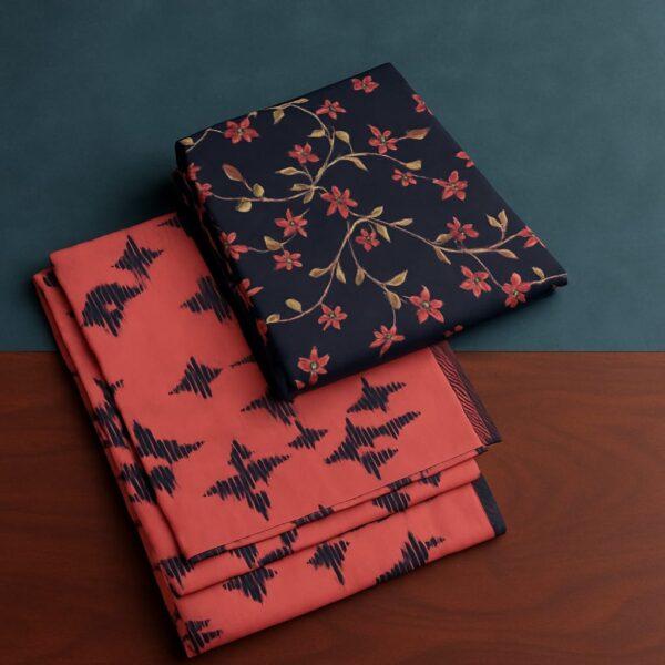 Printed all over shirt Printed dupatta  Dyed trouser 