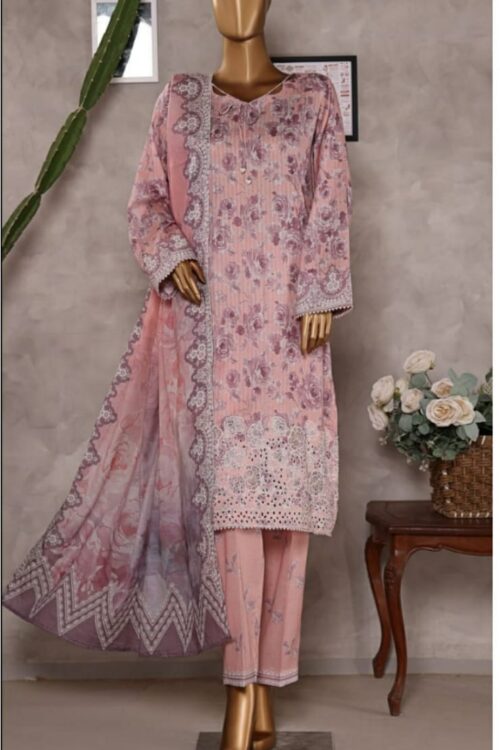 Nayab chikankari embroidery shirt , Printed slub dupatta / Printed trouser