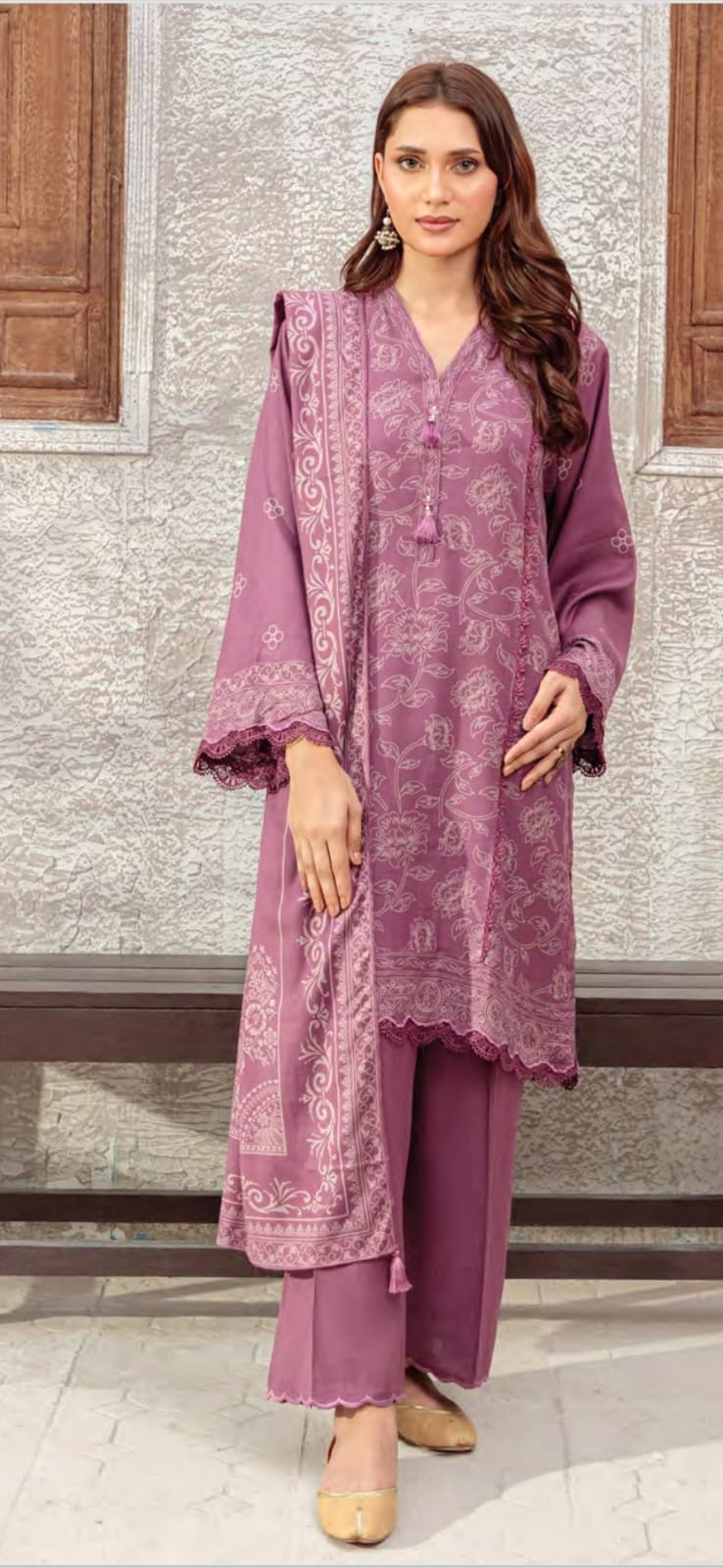 3 piece unstitched pashmina suit